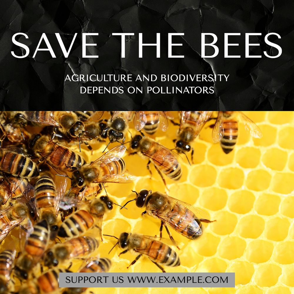 Save the Bees Facebook post template, editable social media ad