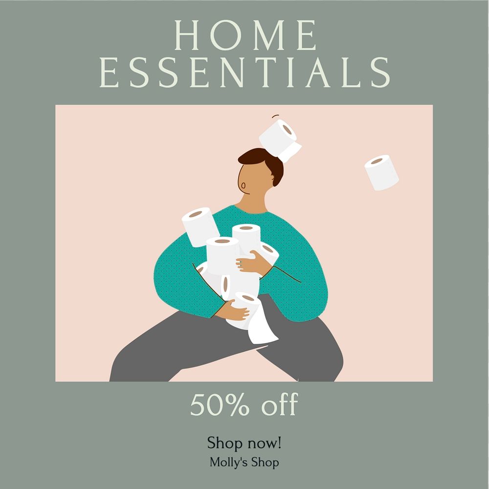 Home essentials sale Facebook post template, editable social media ad