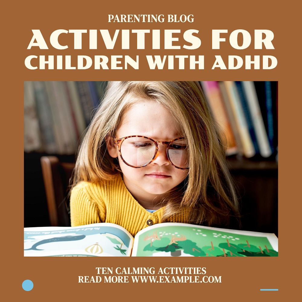 ADHD children Facebook post template, editable social media ad