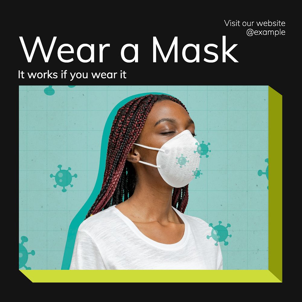 Wear a mask Facebook post template, editable social media ad