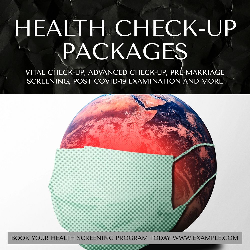 Health check-up packages Facebook post template, editable social media ad