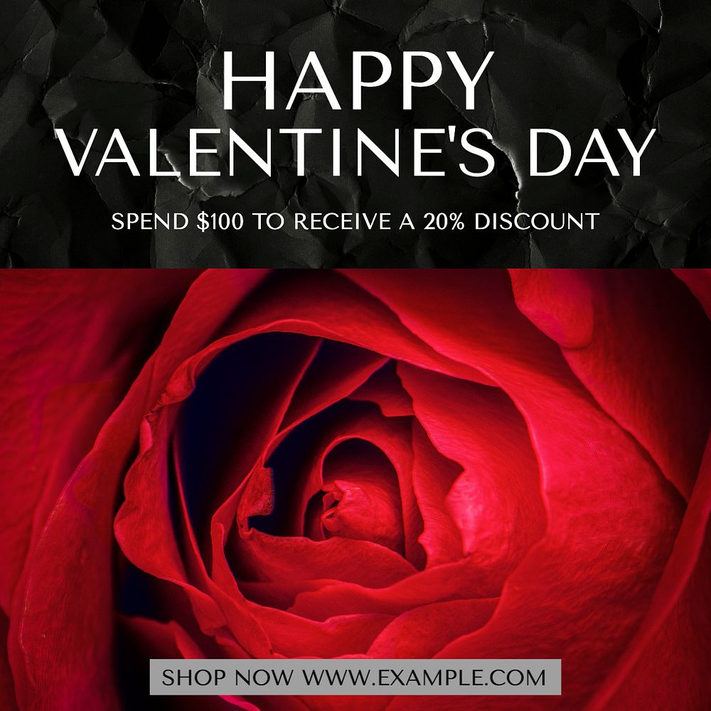 Valentine's day sale Facebook post template, editable social media ad