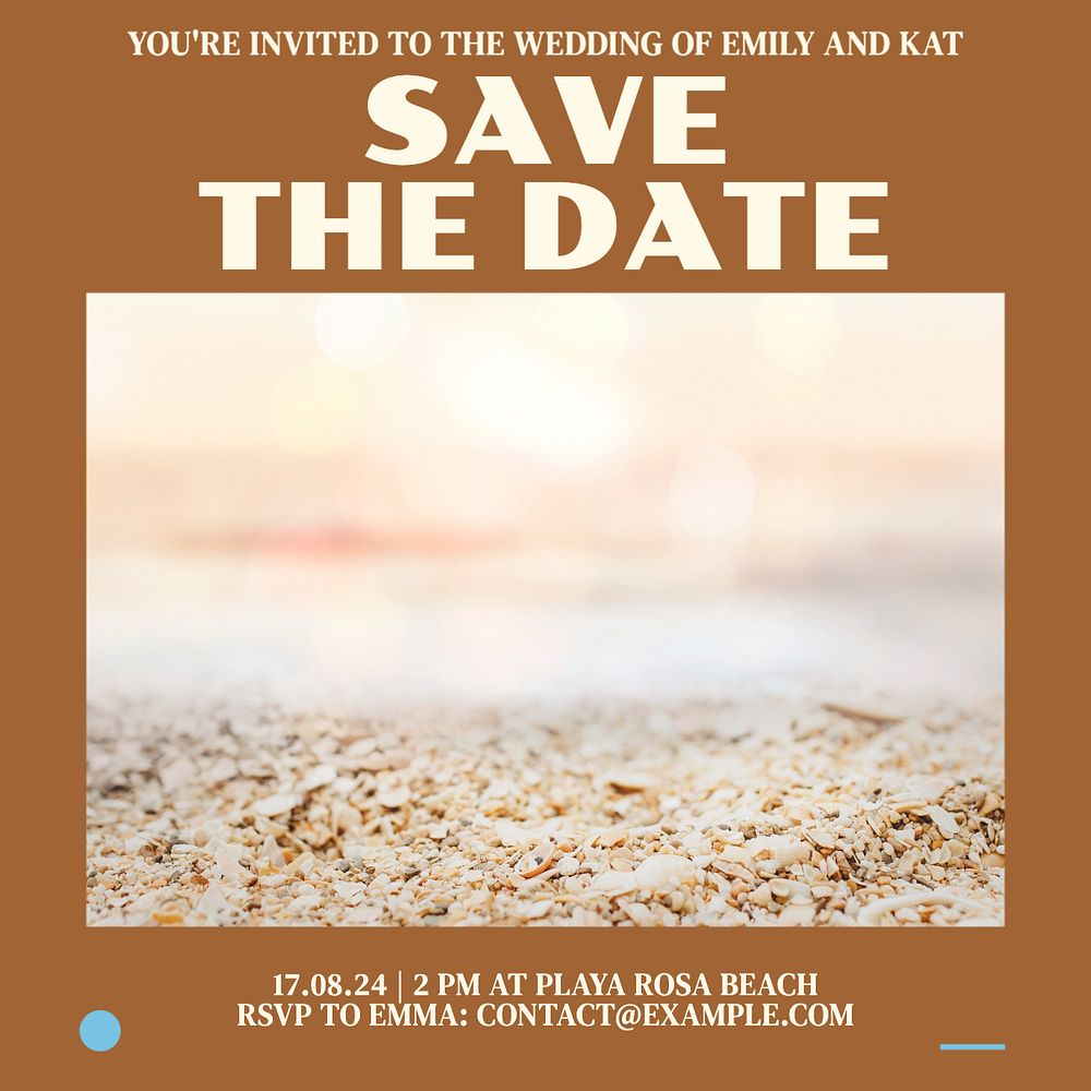 Save the date Facebook post template, editable social media ad