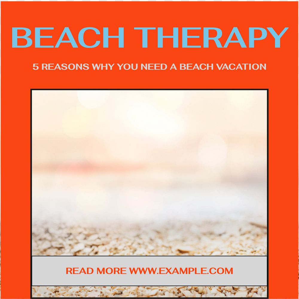 Beach therapy Facebook post template, editable social media ad