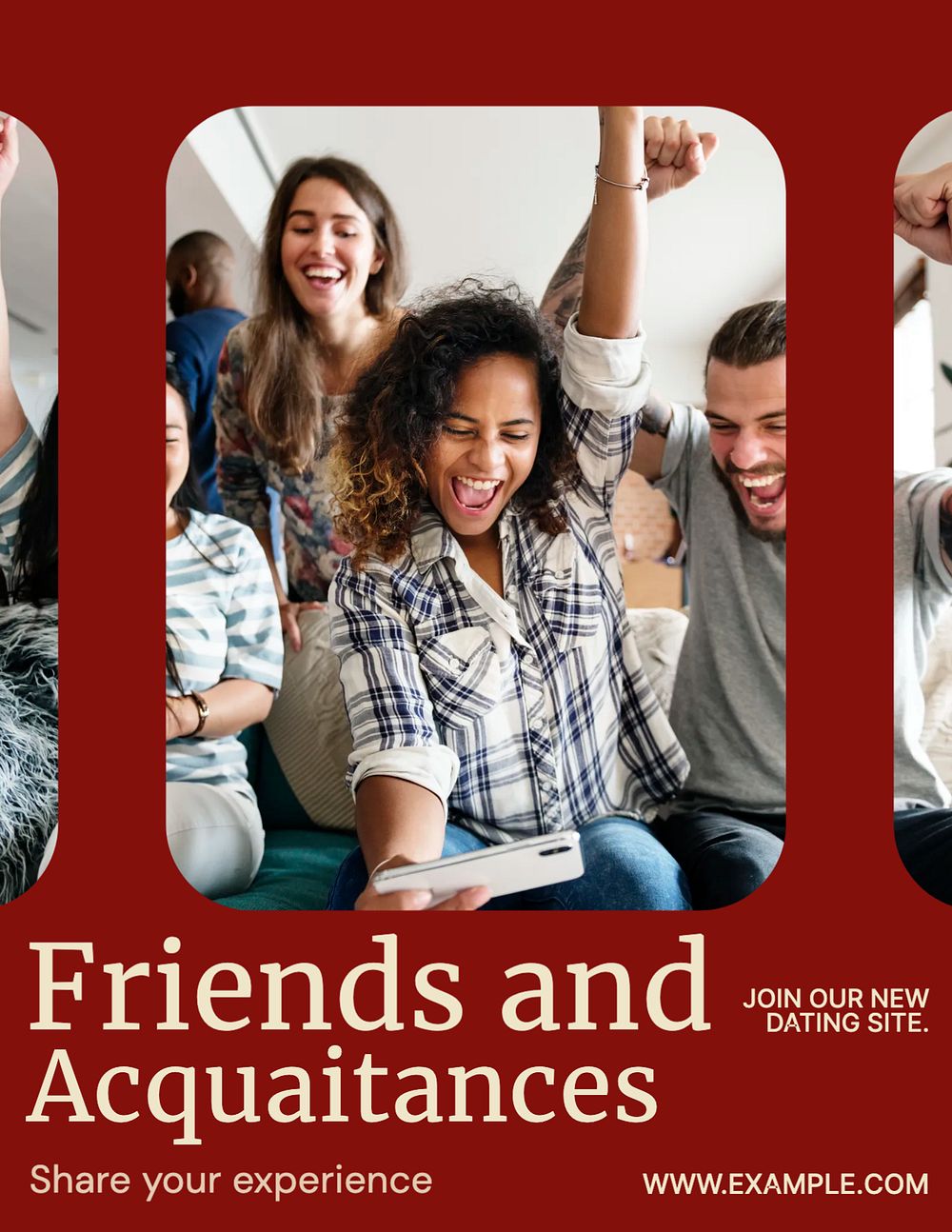 Friends and acquaintances flyer template, editable text