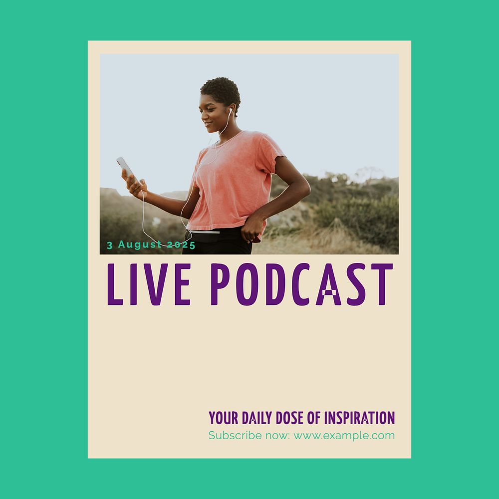 Live podcast Instagram post template, editable social media ad