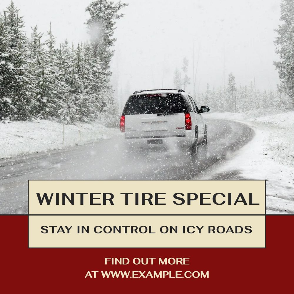 Winter tire driving Facebook post template, editable social media ad