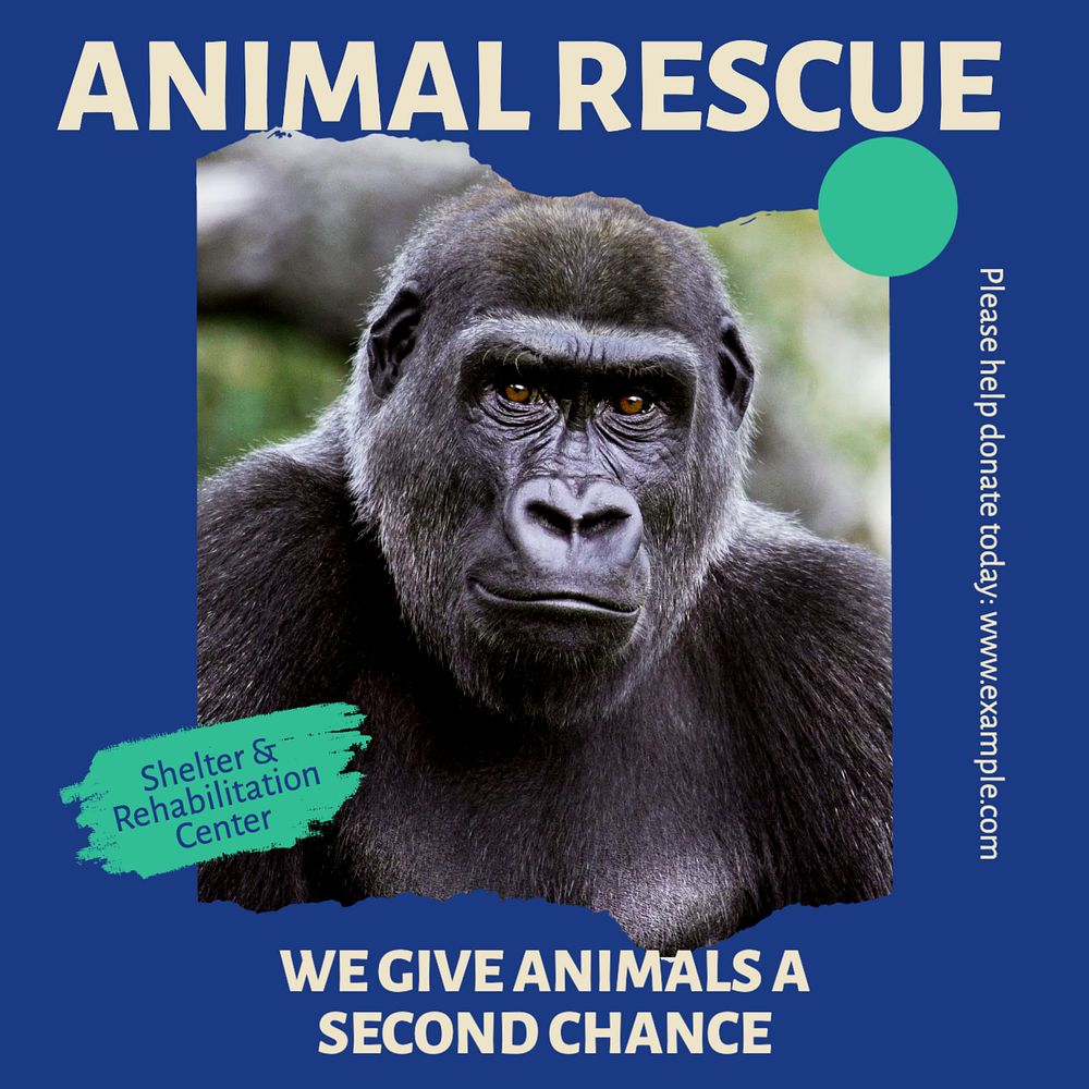 Animal rescue Facebook post template, editable social media ad