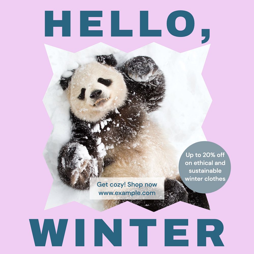 Winter sale Facebook post template, editable social media ad