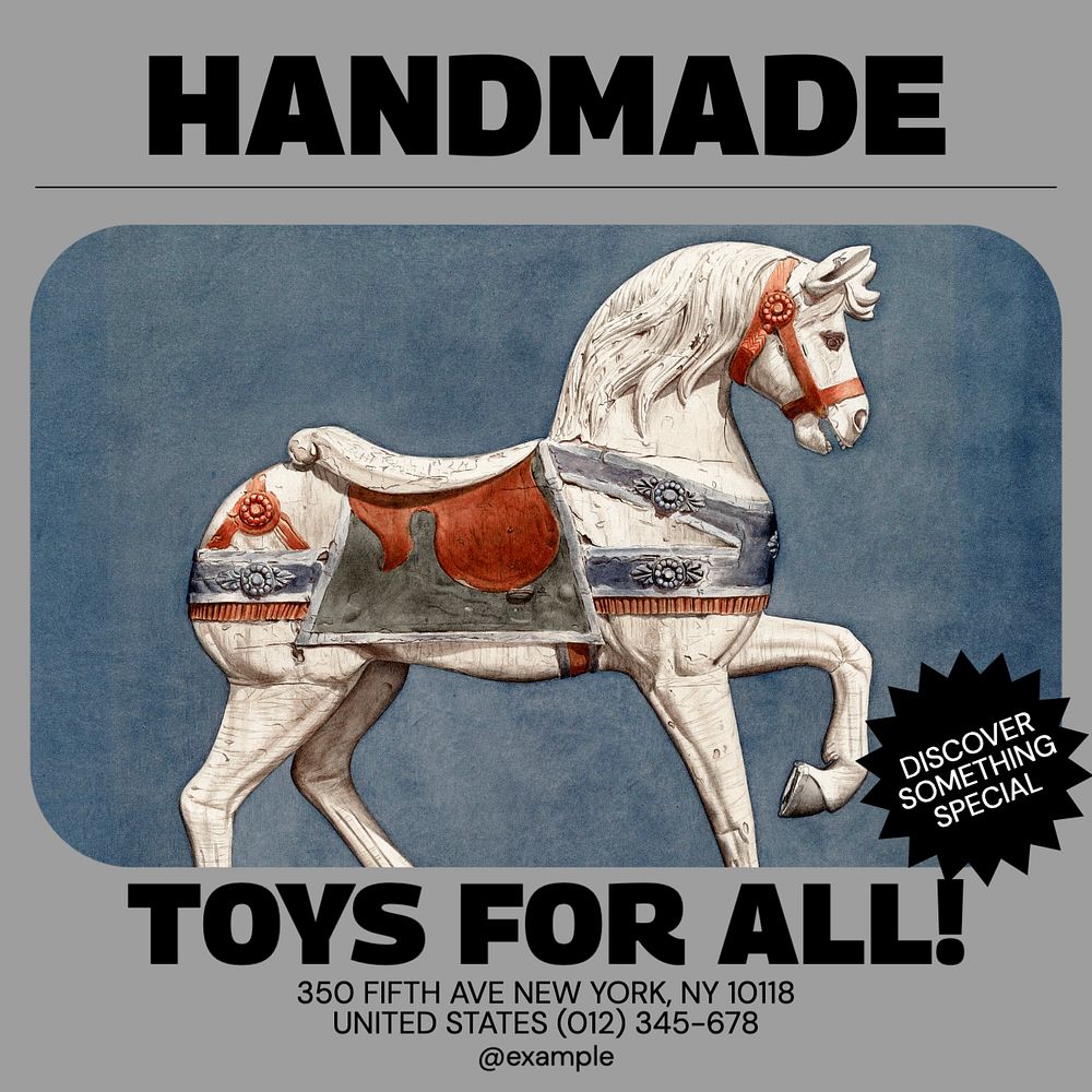 Handmade toys Facebook post template, editable social media ad