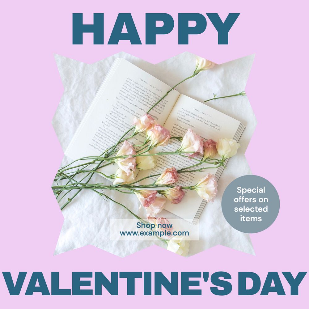 Valentine's day sale Facebook post template, editable social media ad