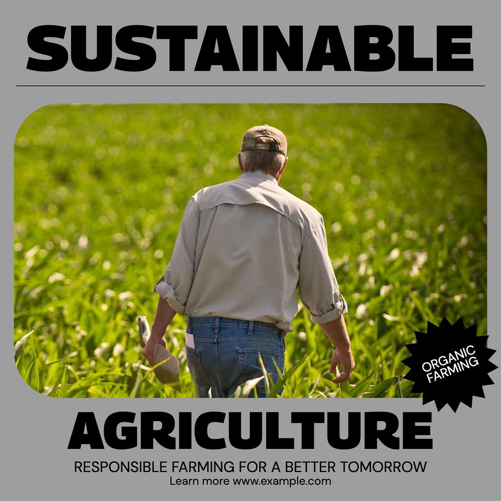 Sustainable agriculture Facebook post template, editable social media ad