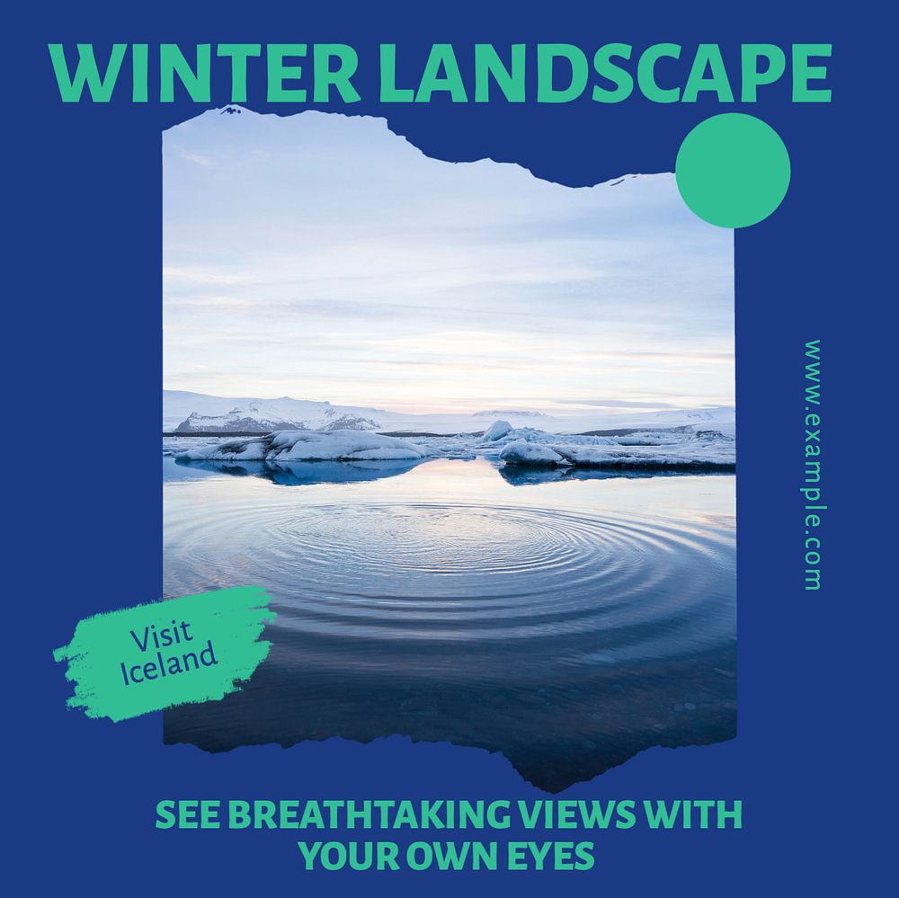 Winter landscape Facebook post template, editable social media ad