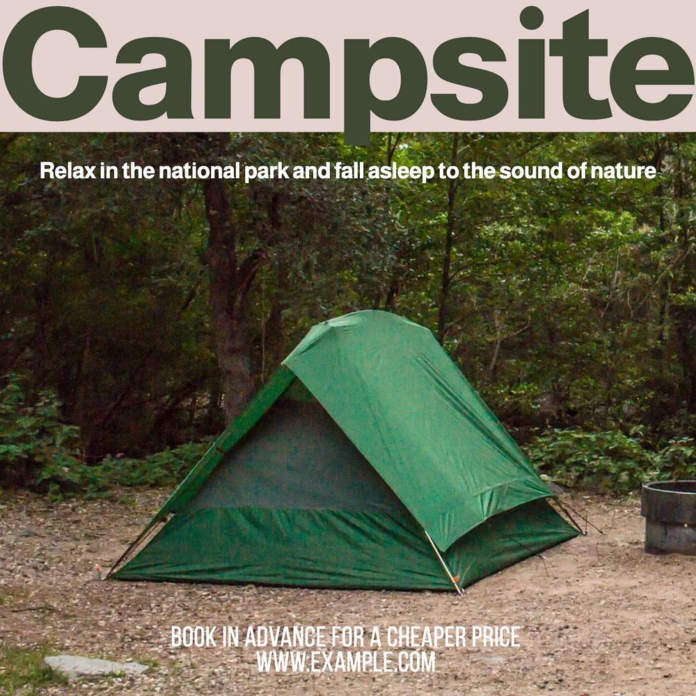 Campsite Facebook post template, editable social media ad