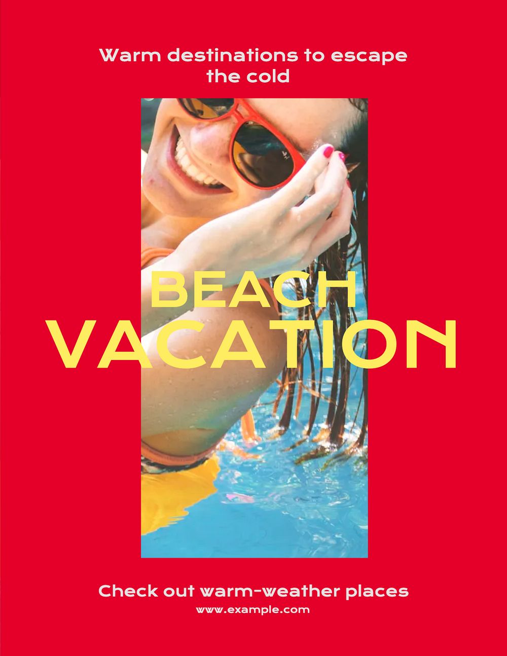 Beach vacation flyer template, editable text