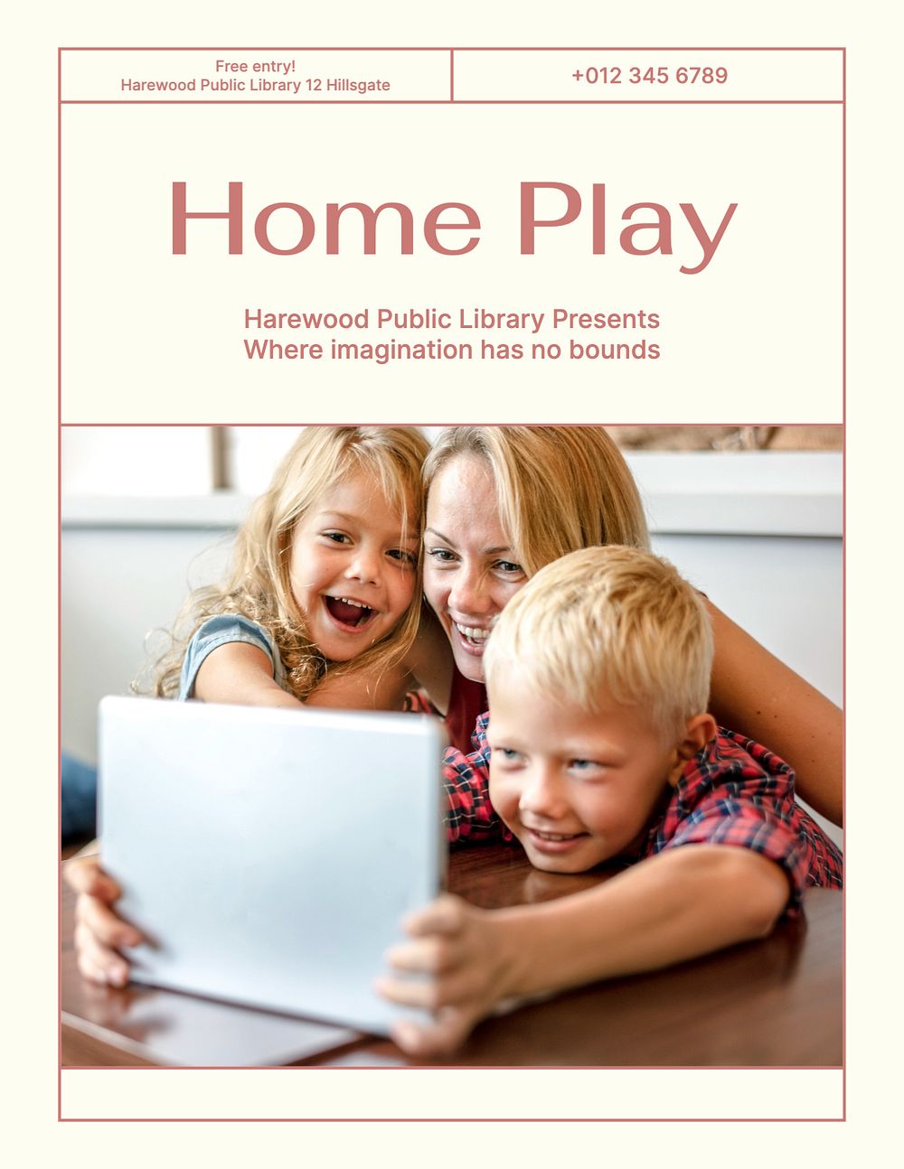 Home play flyer template, editable text & design