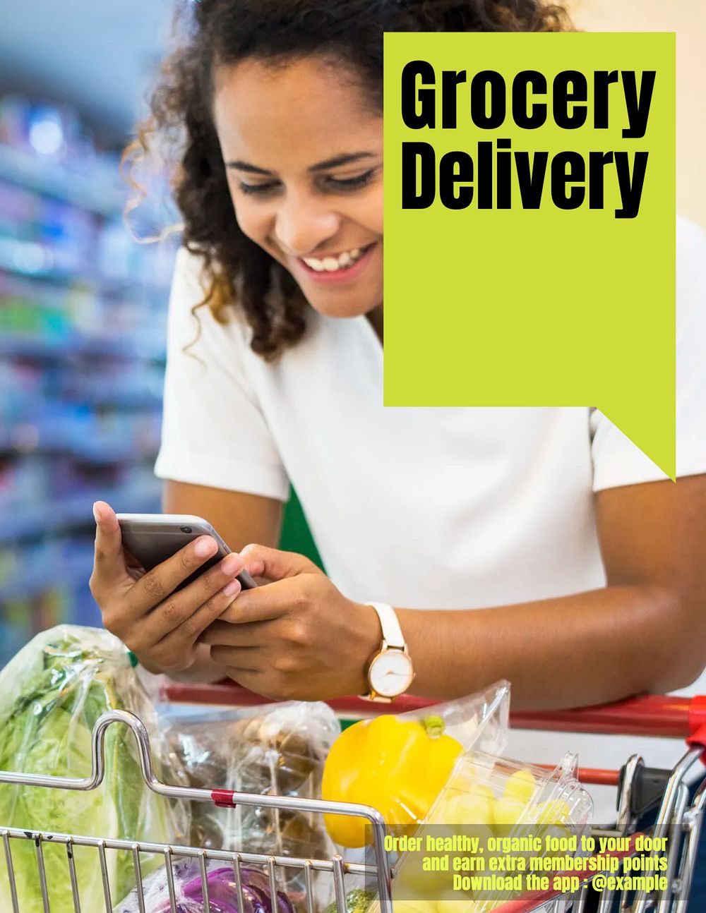 Grocery delivery flyer template, editable text