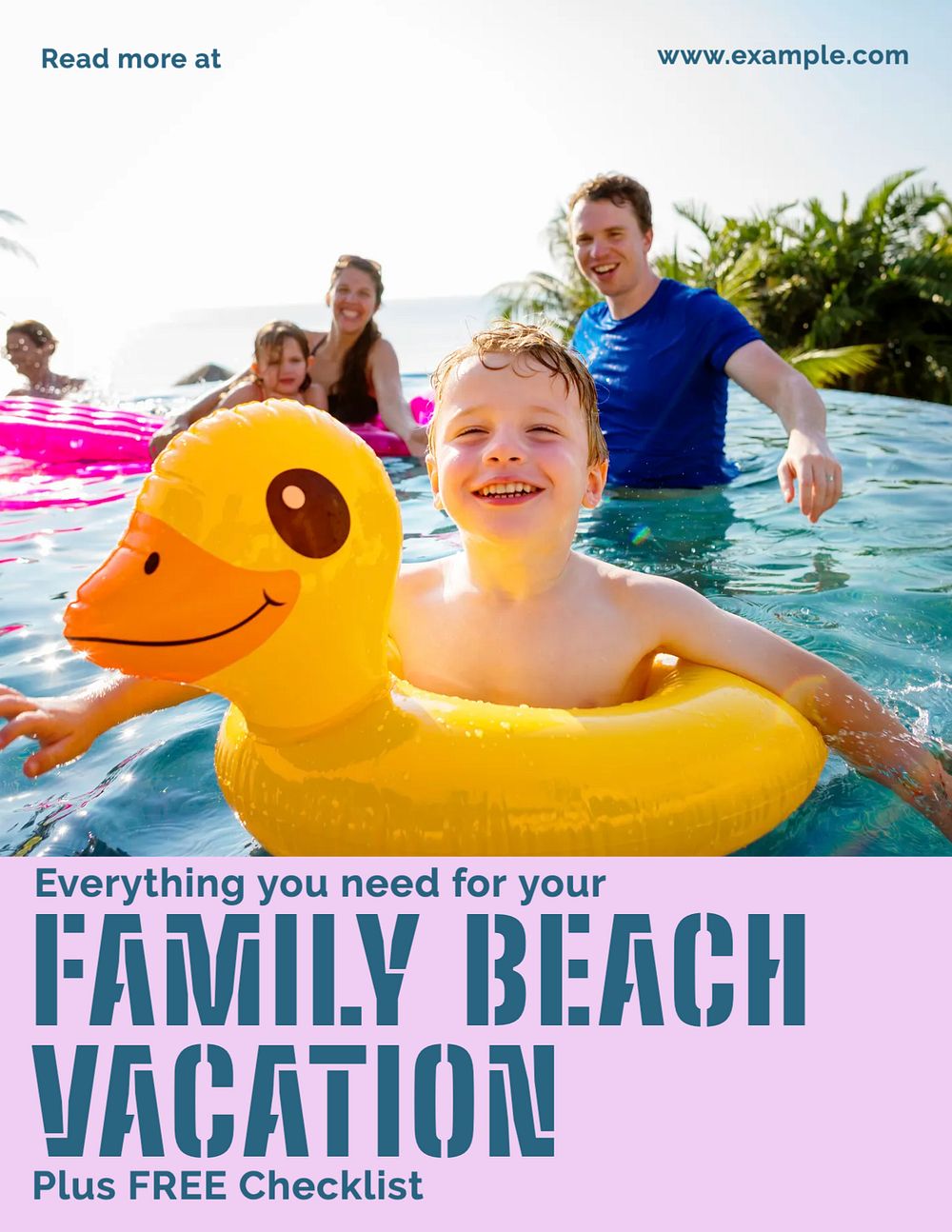 Family vacation flyer template, editable text