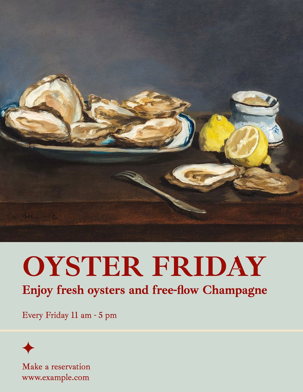 Oyster Friday flyer template, editable text & design