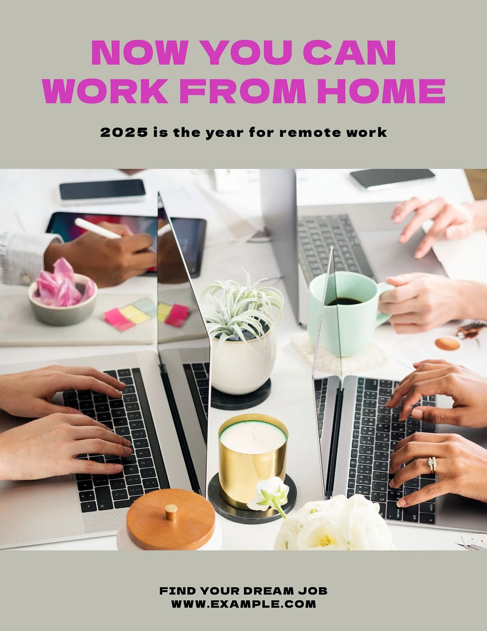 Work from home flyer template, editable text