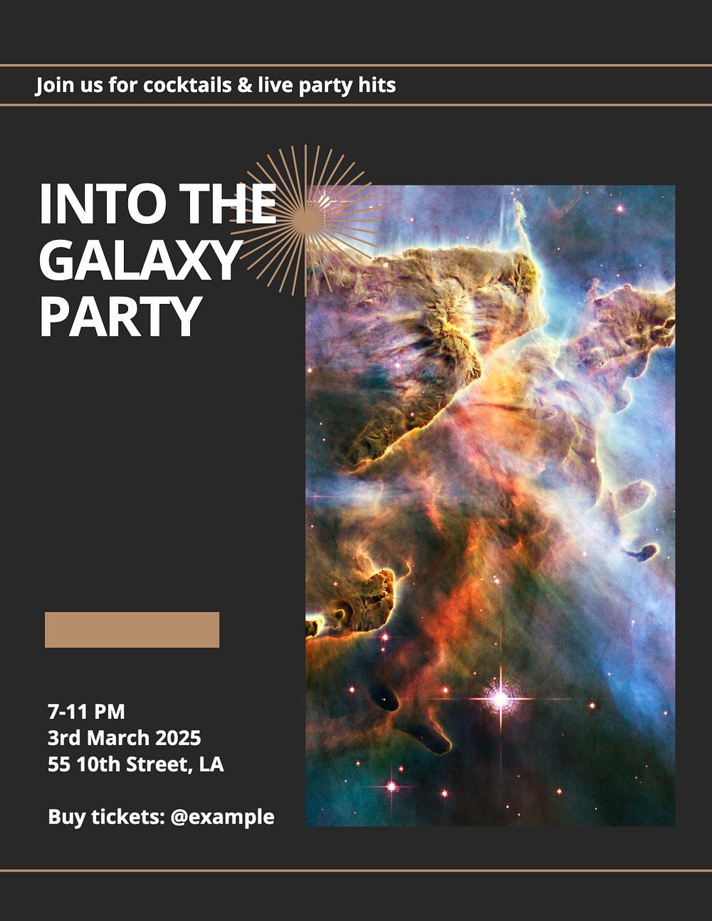 Galaxy party flyer template, editable text & design