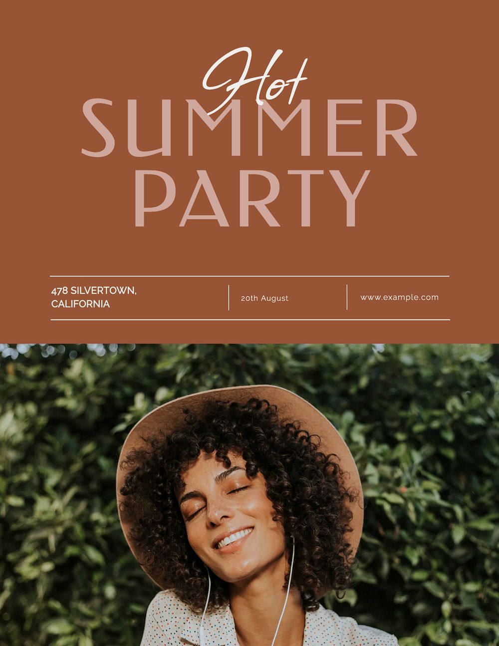 Hot summer party flyer template, editable text & design