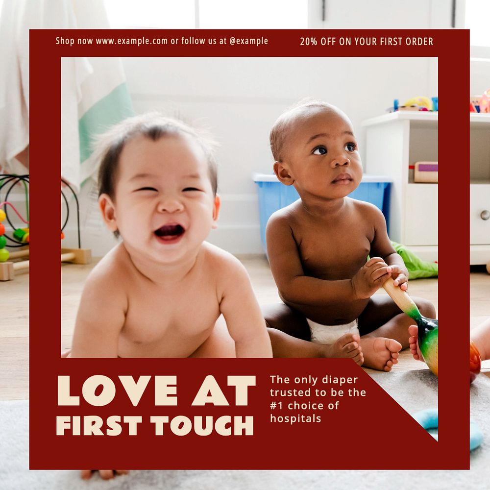 Love at first touch Instagram post template, editable design