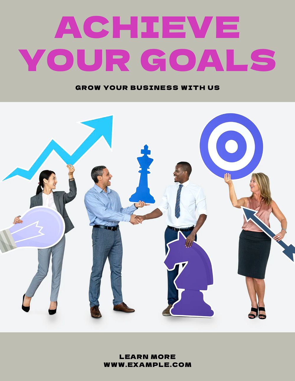 Achieve business goals flyer template, editable text