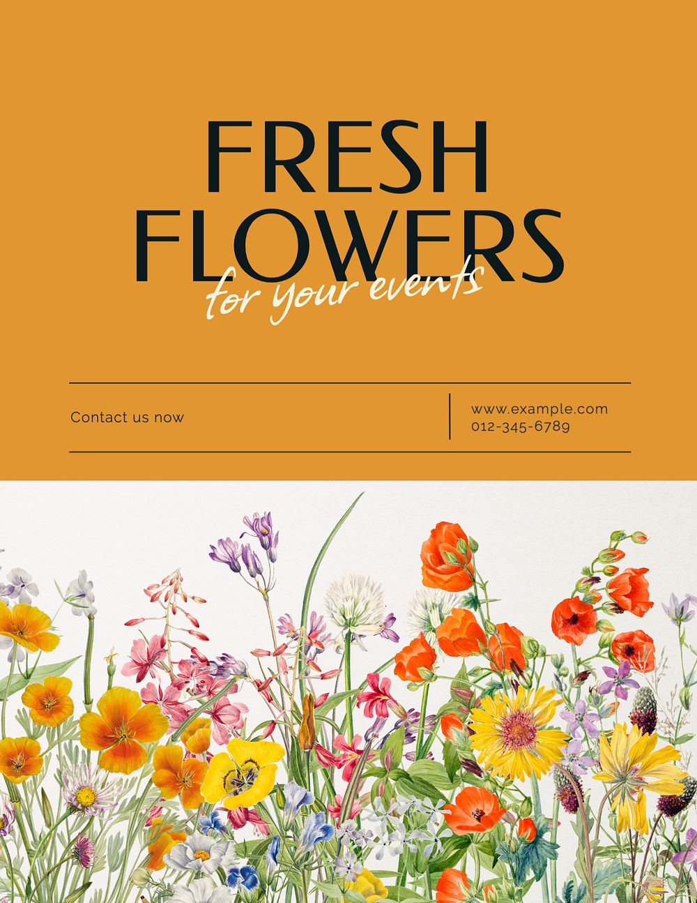 Fresh flower flyer template, editable text & design