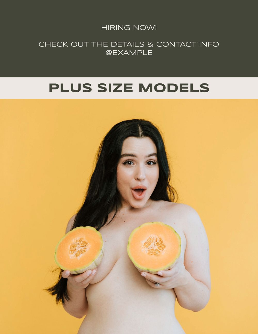 Plus size model flyer template, editable text & design