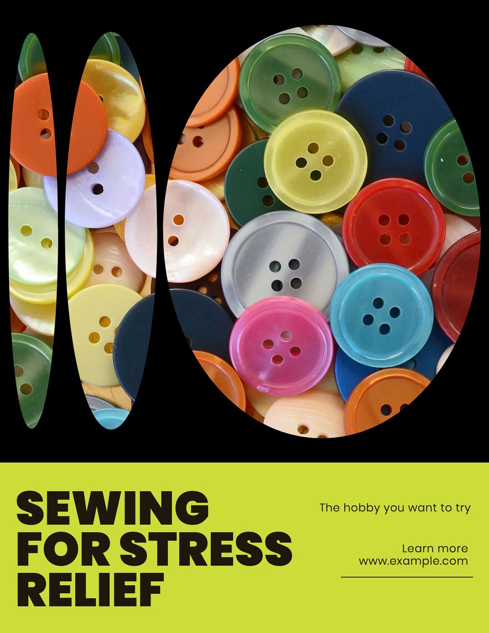 Sewing flyer template, editable text