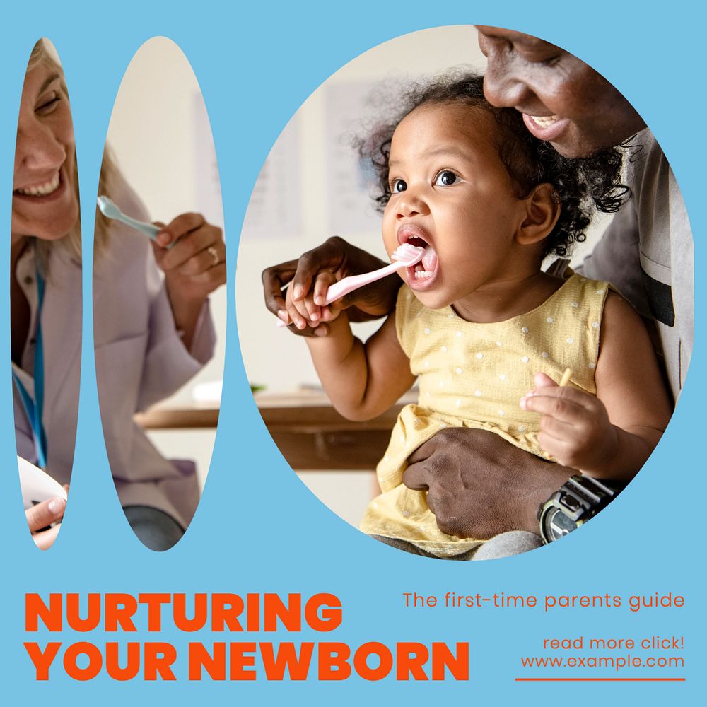Newborn nurturing Instagram post template, editable design