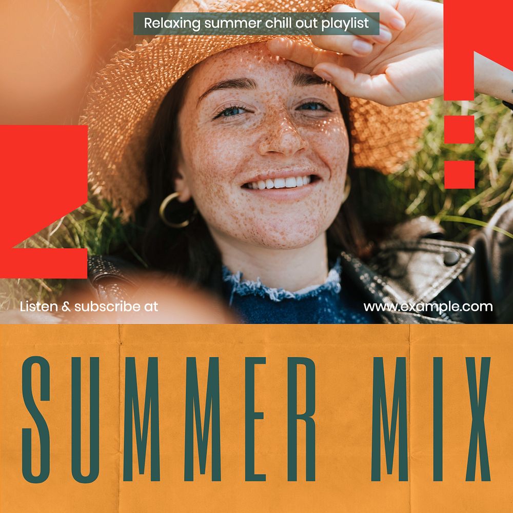 Summer mix Instagram post template, editable design