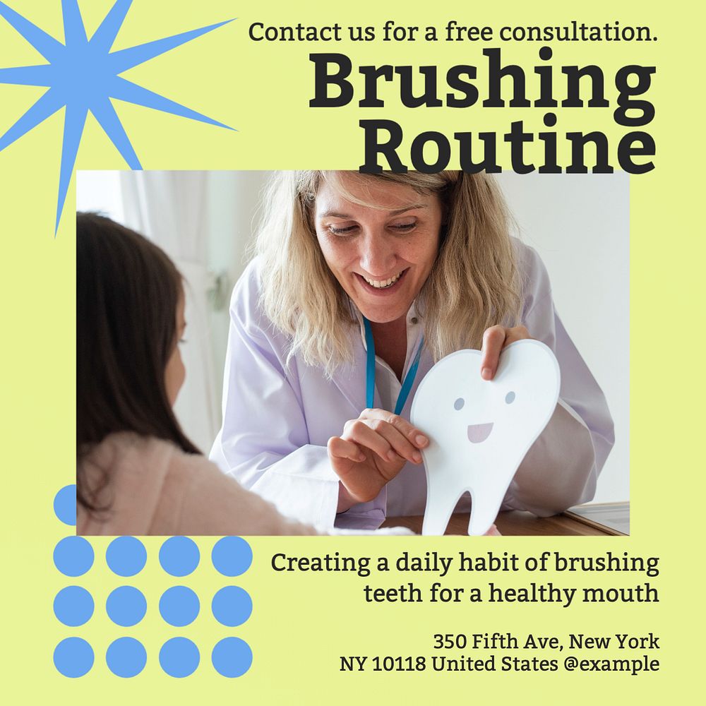 Brushing routine Instagram post template, editable design