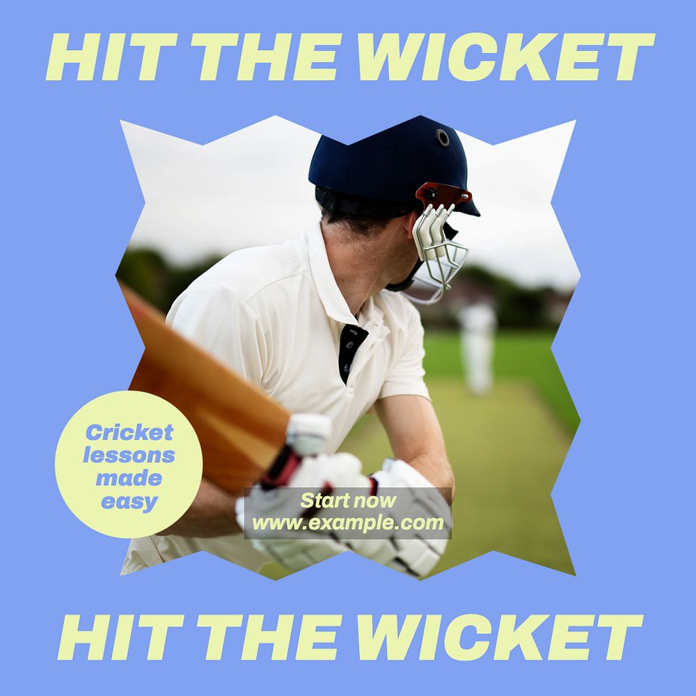 Cricket Instagram post template, editable design