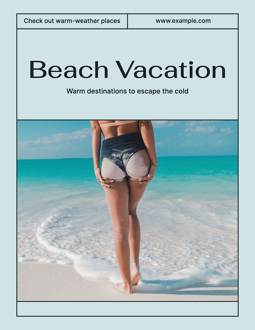 Beach vacation flyer template, editable text & design