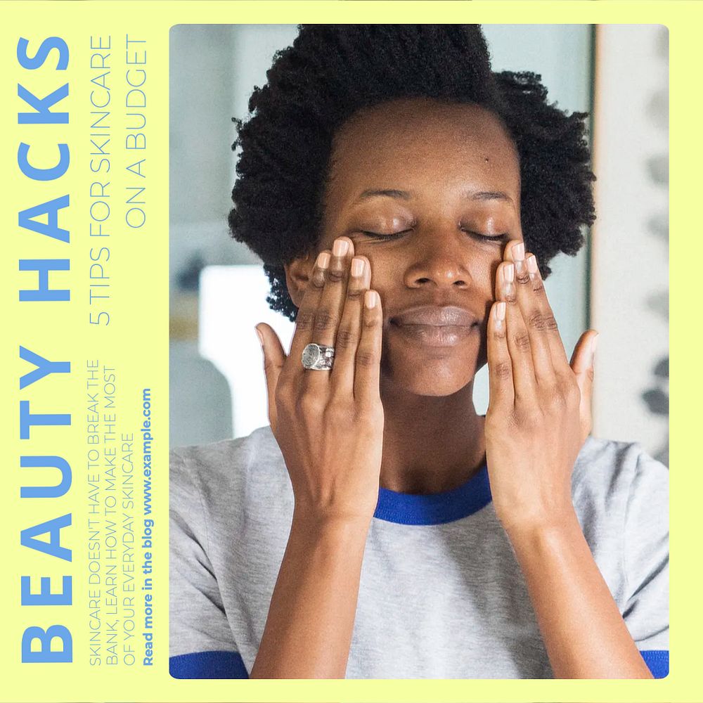 Beauty hacks Instagram post template, editable design