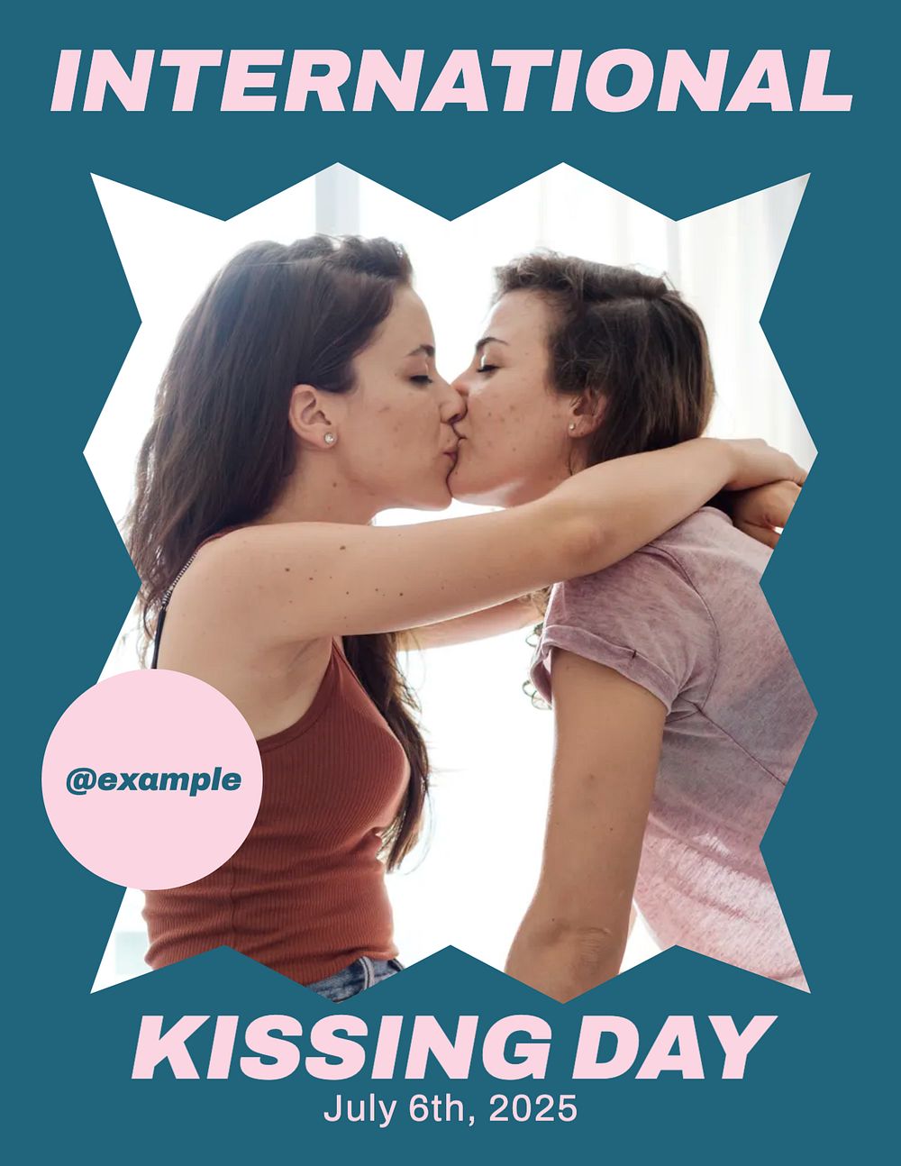 International kissing day flyer template, editable text