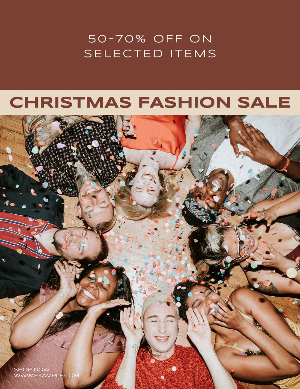 Christmas fashion sale flyer template, editable text & design