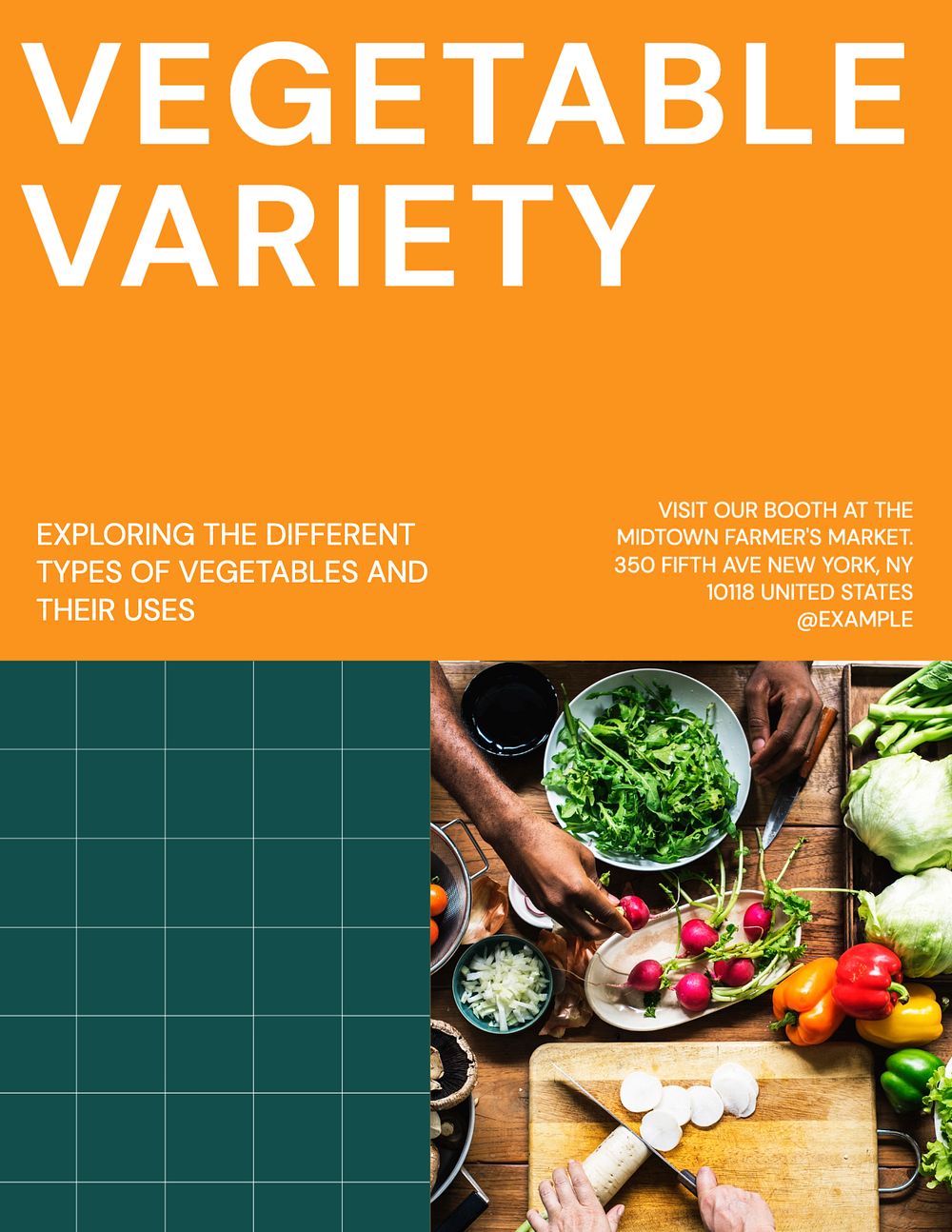 Vegetable variety flyer template, editable text