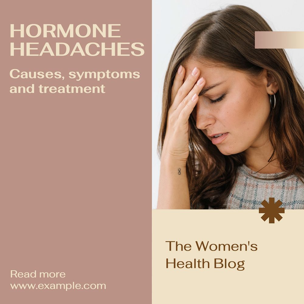 Hormone headaches Instagram post template, editable design