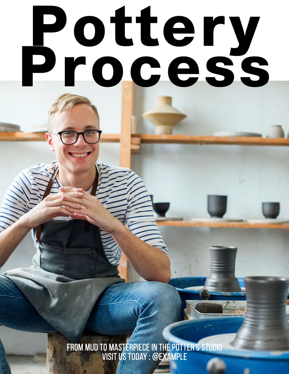 Pottery process flyer template, editable text