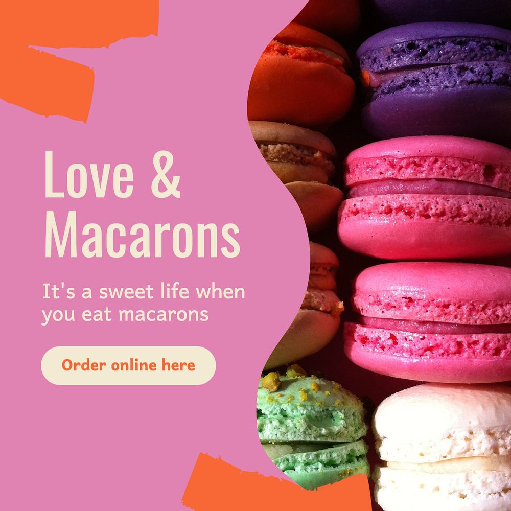 Macarons Instagram post template, editable design