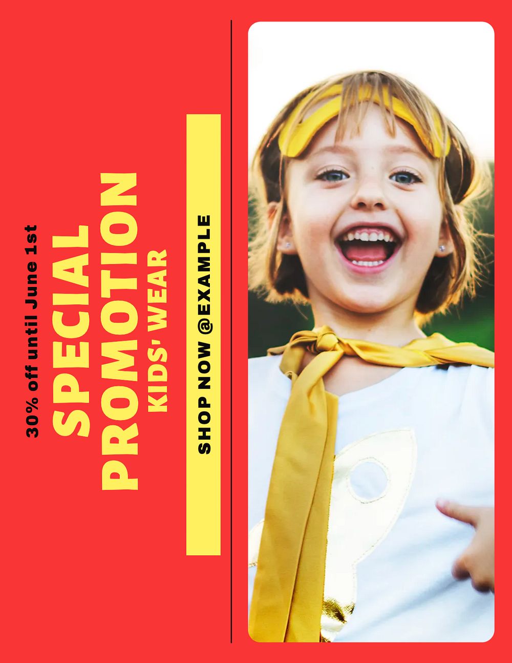 Kids' wear promotion flyer template, editable text