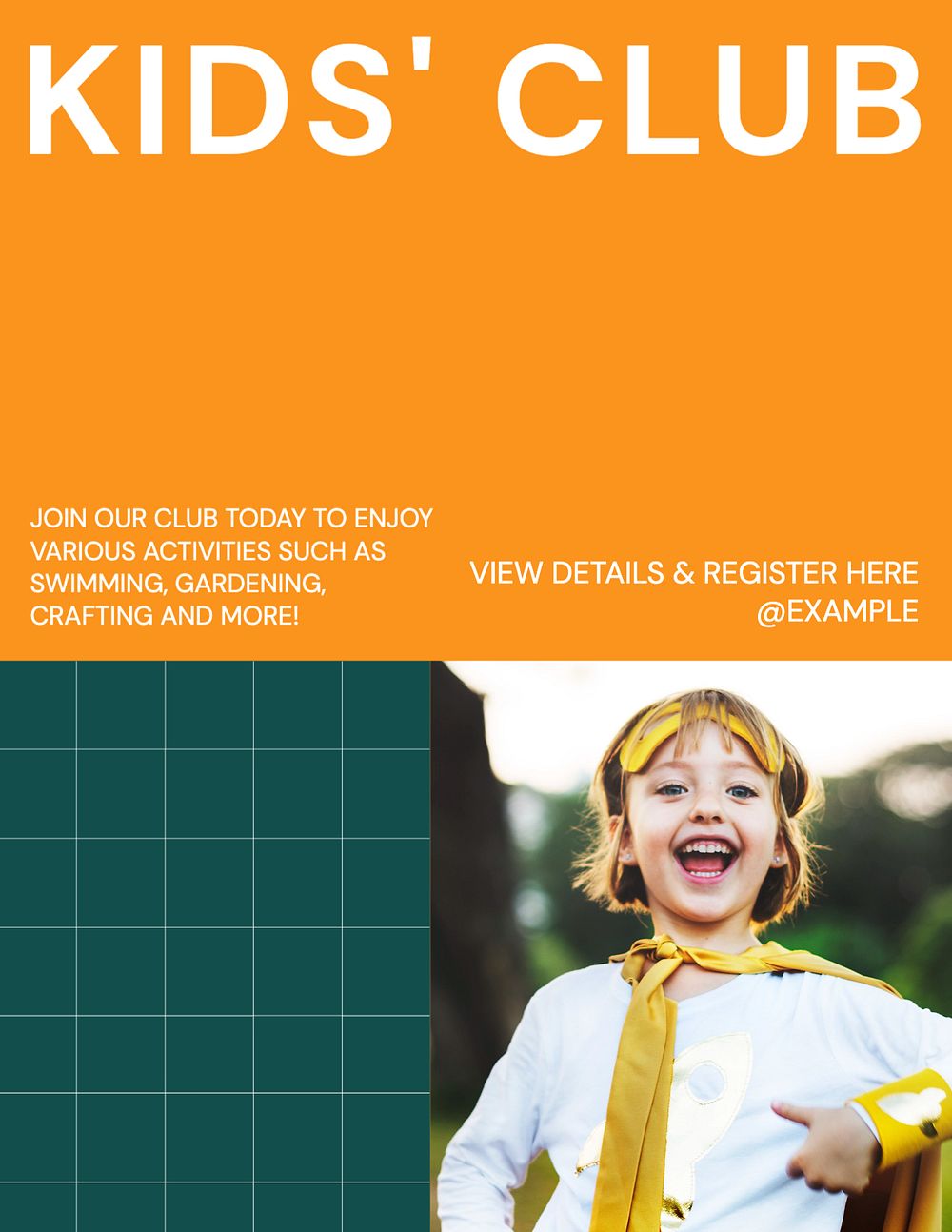 Kid club flyer template, editable text