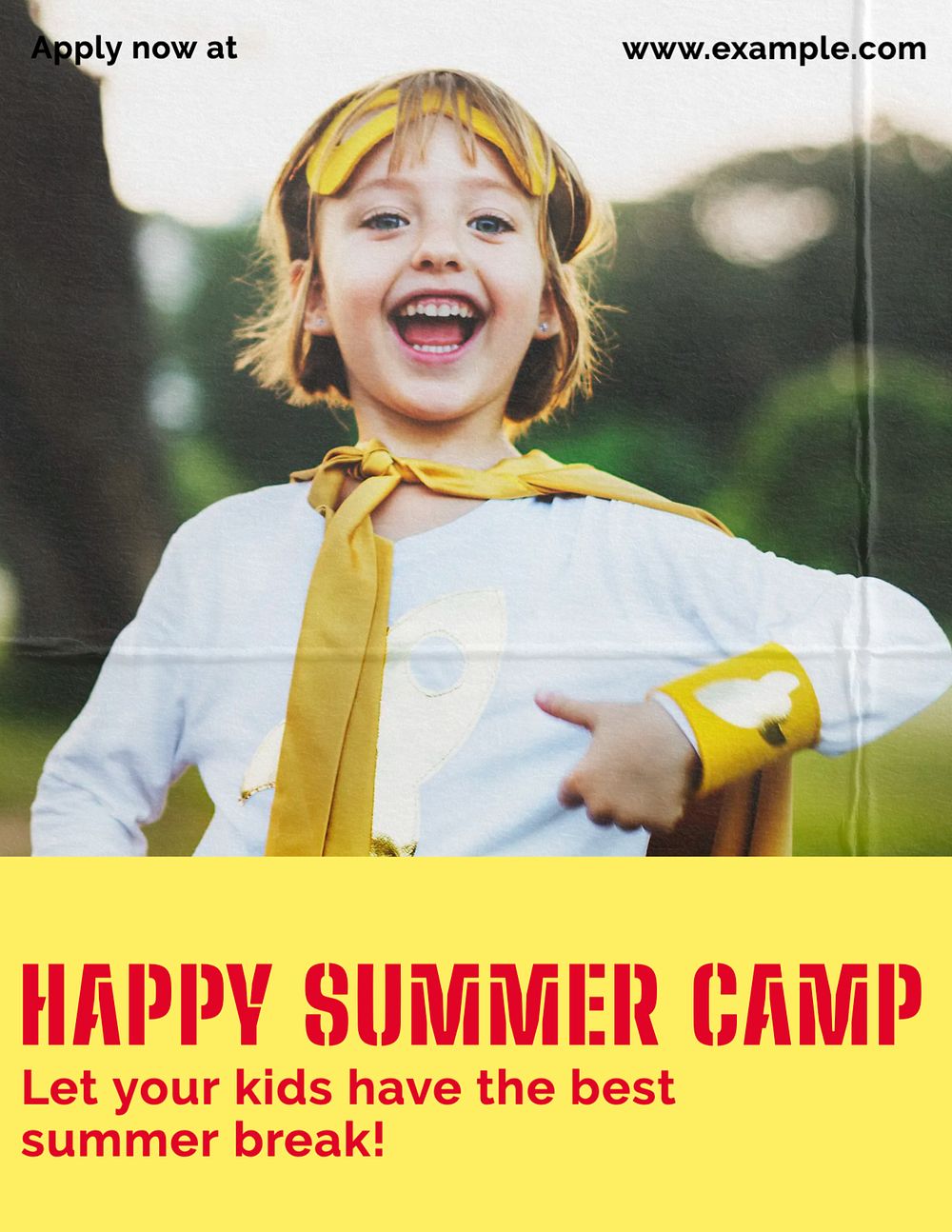 Summer camp flyer template, editable text