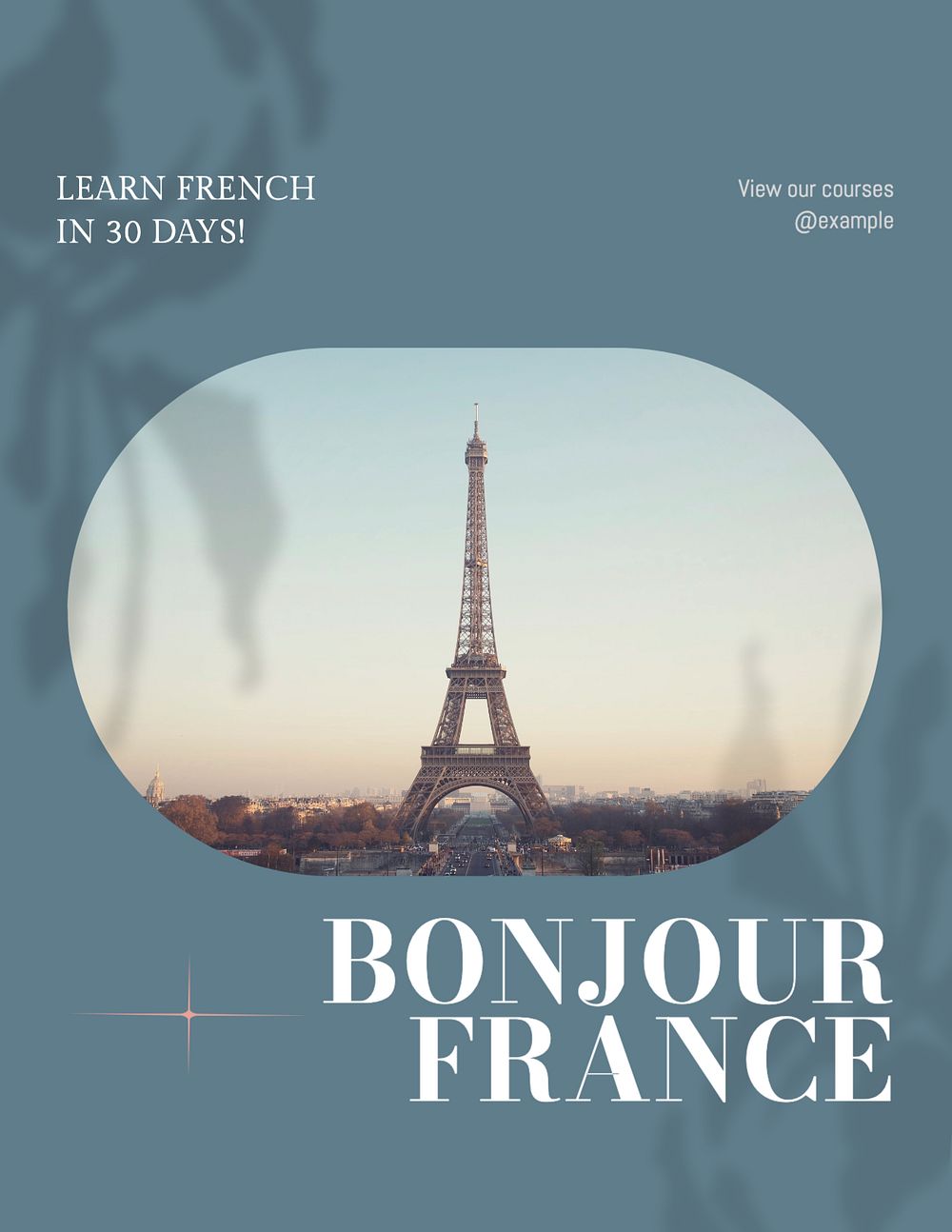 Learn French flyer template, editable text & design