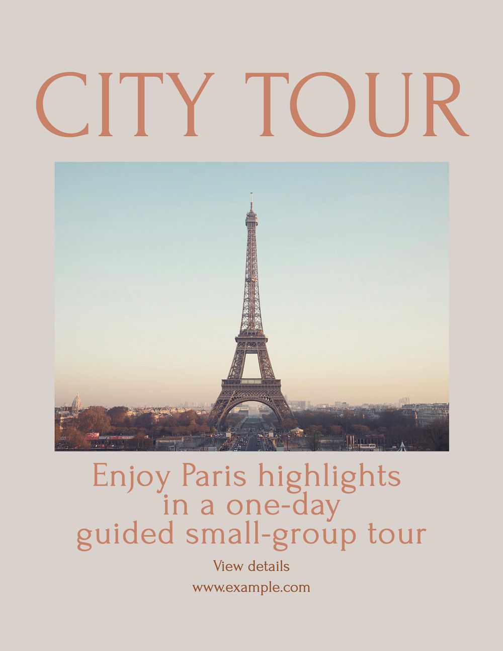 City tour flyer template, editable text & design