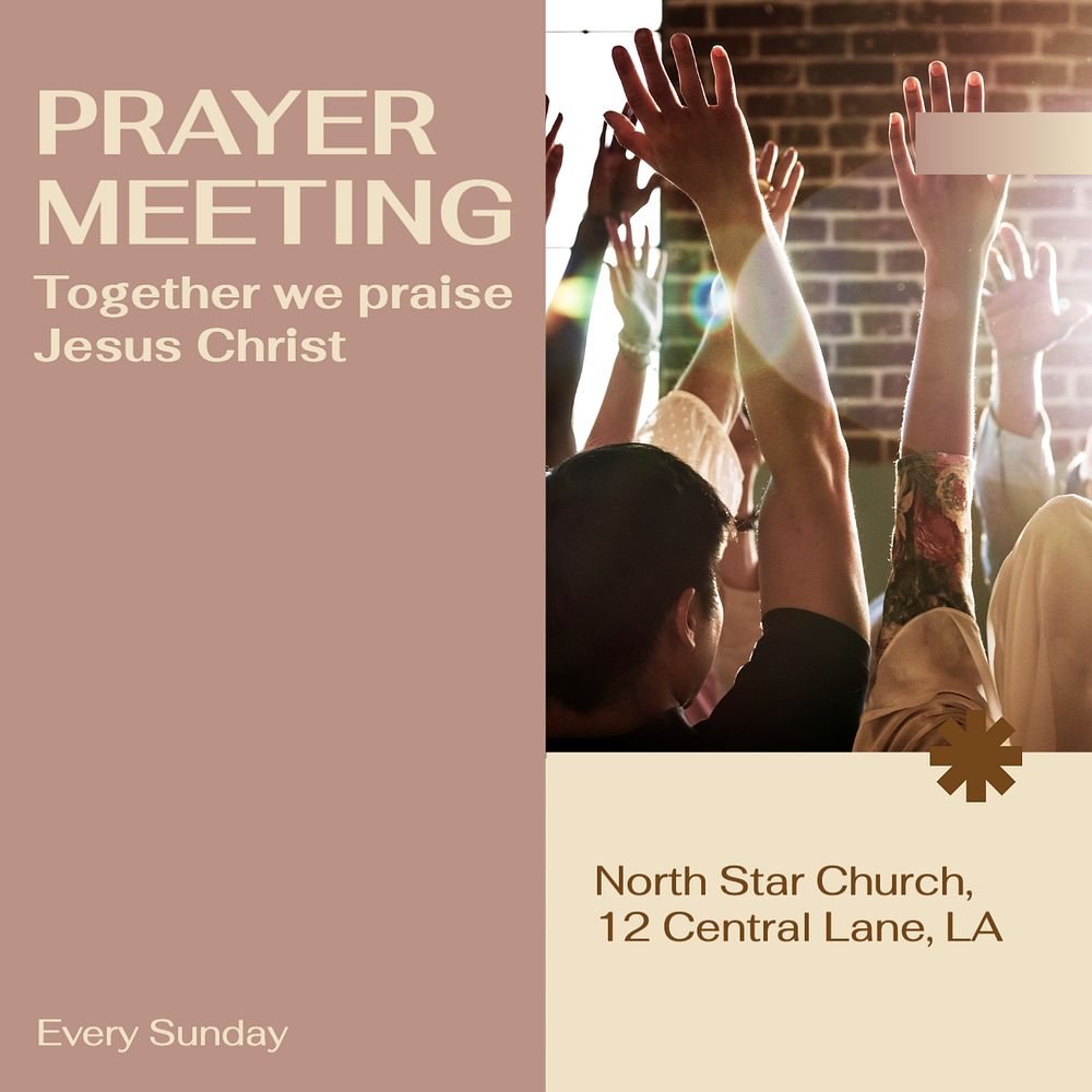 Prayer meeting Instagram post template, editable design