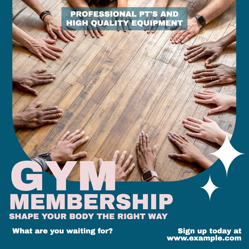 Gym membership Instagram post template, editable design